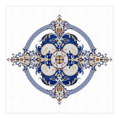 China Modern building floor Dubai blue stone floor medallions luxury marble waterjet patterns, water cut tiles floor medallion for sale