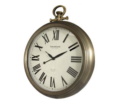 China Calendars Vintage Europe Style Metal Hanging Bell Double Dial Roman Numerals Wall Clock for sale