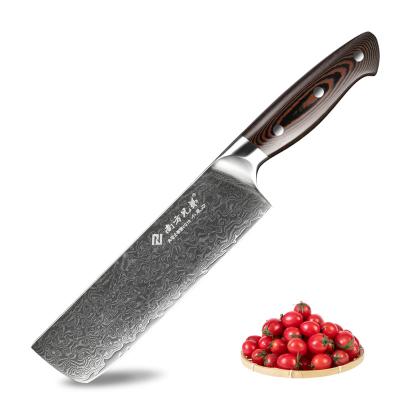 China Disposable Ready To Ship 8 Inch vg10 Damascus Japan Nakiri Chef Gyutou Kitchen Knife With Micarta Wood Handle for sale