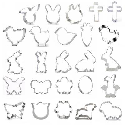 China Dog Viable Flower Cutter Easter Bunny Cross Animal Shapes Stainless Steel Fondant Molds For Holiday Party Decorations for sale