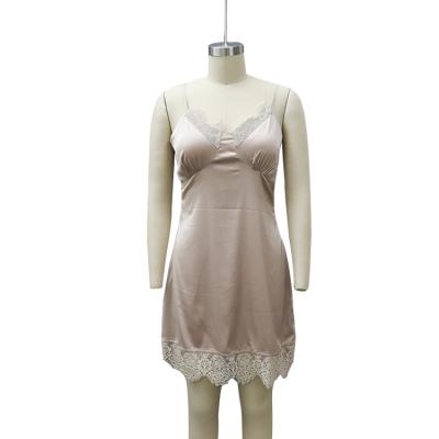 China QUICK DRY Women's 5% Polyester Spandex Sling Strapless Lace Spliced Pajama Robe for sale