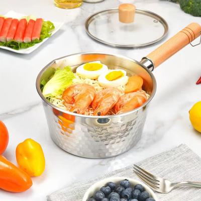 China Modern Design Kitchen Sauce Pans 18/8 Stainless Steel With Wooden Handle for sale
