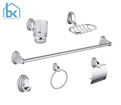 China Modern Zinc 6 Set Towel Shelf Towel Ring Toilet Paper Holder Bathroom Accessories for sale