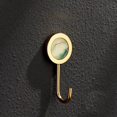 China Modern Colorful Stone Bathroom Towel Coat Hook Robe Hook Brass Wall Mounted Robe Hook Modern for sale