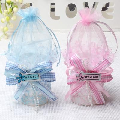 China baby shower candy box tote bag for good party packing DIY voucher pink and blue baby a little candy gift that sells well bag -1 for sale
