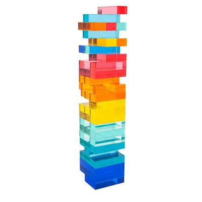 China Multi-functional traditional plexiglass stacking play crumbling acrylic lucite tower block building mix tower for sale