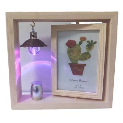 China Hot Selling Simple Display Photo Wish Shope Amazon Air Rotating Wooden Pet Photo Frame For Pet Urn Memorial Pot Holder for sale