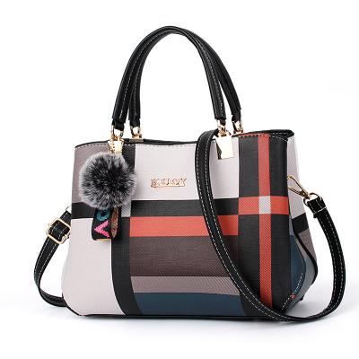 China Tote Grid Color Matching Casual Custom Made Multifunctional Woman Tote Bags Sling Shoulder Messenger Bag Women Handbags for sale