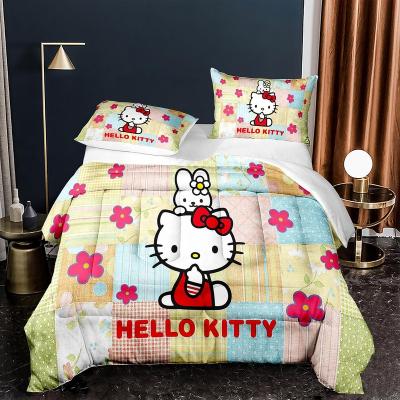 China HOT Sale Nondisposable hello kitty cartoon 3d printed comforter set 3 pieces quilt kids set for sale