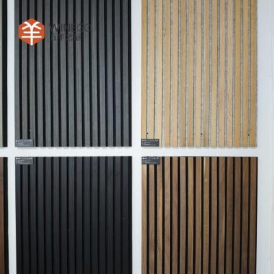 China Modern Wood Slat Acoustic Panel with PET Felt Backing for Wall and Ceiling for sale