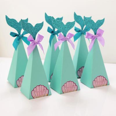 China Amazing Mermaid Wedding Favors Candy Box Kids Favors Gift Box Birthday Party Decoration DIY Paper Box for sale