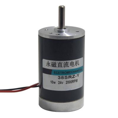 China 38SRZ 12V 24V PMDC Motor 10W Electric Motor 2000-4000rpm Totally Enclosed CW/CCW High Speed Motor For DIY Toy Car For Cutting Machine for sale
