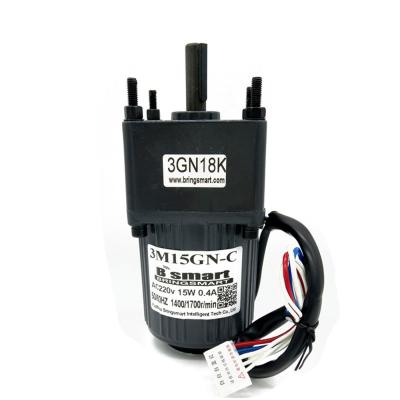 China BringSmart 3M15GN-C 15W Single Phase AC Speed Motor 100 RPM Totally Enclosed Reversible Adjust Speed 220V Miniature AC Motor With Speed Controller for sale