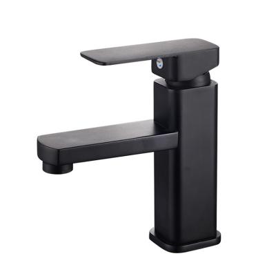 China Modern Black Home Kitchen Square Shape Hot Stainless Steel Faucets Cold Water Mixers Kitchen Bathroom Sink Faucets With Sprayer for sale
