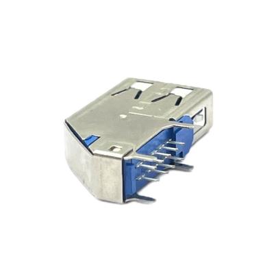 China LCP SMT azul USB3.0 un conector de enchufe USB hembra HF 90 grados STD 9 pines DIP en venta