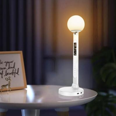 China LCD display control/multi-angle adjustable Touch control USB Rechargeable Modern luxury wireless charging light office desk side lamp decorative glass table lamp for sale