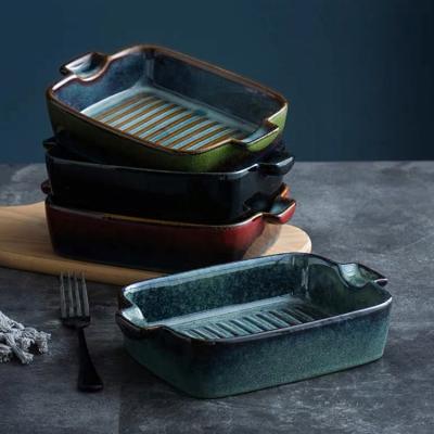 China Retro Bakeware Bulk Ceramic Custom Cheese Tray Disposable Hot Sale Unique Baking Dish For Spaghetti for sale