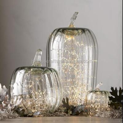 China China Transparent Glass Led Pumpkin Led Light Glass Halloween Pumpkin Decoration for sale