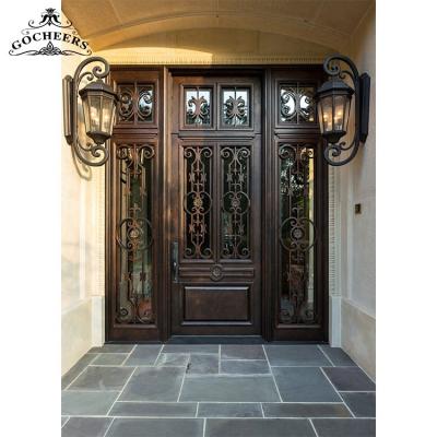 China Waterproof Cast Iron Entry Door Design Exterior Iron Glass Door Wrought Iron Front Door for sale