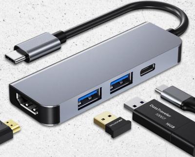 China USB3.0 5Gbps High Speed / High End Alloy Made Four Multifunction In One 4in1 Type-C Docking Station Usb C Hub 4K Adapter Compatible For Macbook, Laptop for sale