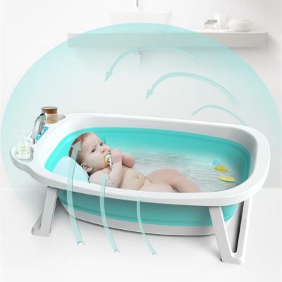 China Portable Bathtub Stocked With Thermometer Baby Custom Plastic Foldable Child Bathtub PP for sale