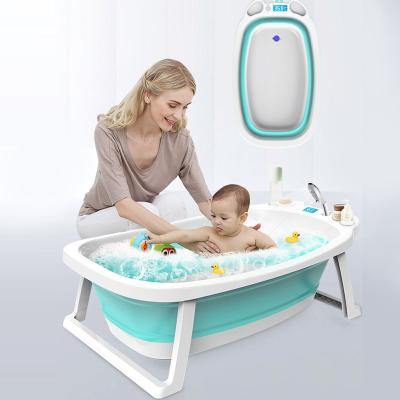 China Portable Portable Bathtub With Thermometer Baby Custom Plastic Foldable Child Bathtub PP for sale