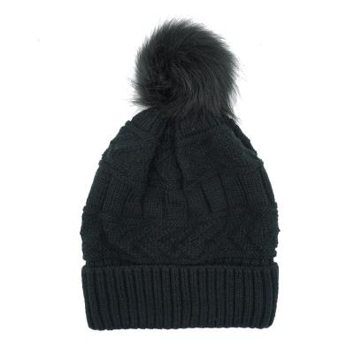 China New Trend Women Softer Winter Big Soft Fluffy Fur Ball Customize Pure Color Knitting Beanie For Women Hat for sale