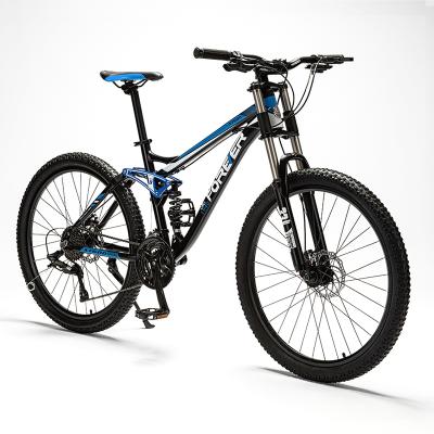China High Carbon Steel DIS Mountain Bike Oil Brake 2021 Bicycle 26 Inch 27 30 Speed Full Suspension Mountain Bike Factory Steel Bicycle for sale