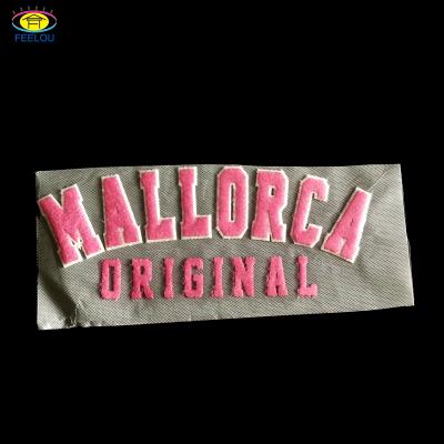 China Sustainable Custom Chenille Towel Embroidery Heat Transfer Label For Shirt for sale