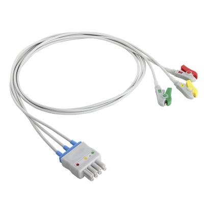 Cina Il cavo BR-906P BR-903PA K911A di Nihon Kohden ECG ha messo la clip dell'arraffone di 3 cavi per raddoppiarsi 4 Pin Connector in vendita