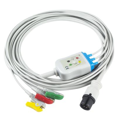 China AAMI 6Pin ECG Cable And Leadwires 3 Lead IEC Clip Connector ECG Cable for sale