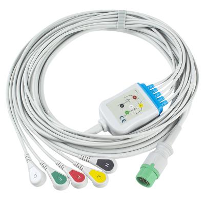 China Mennen ECG Cable and Leadwires 5 Lead IEC Clip 12Pin Connector ECG Cable for sale