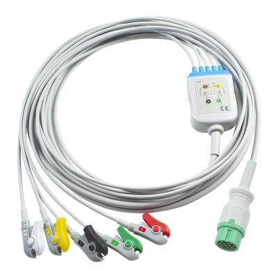 China Biolight 12Pin Compatible Direct-Connect ECG Cable and leadwires 5Lead IEC Grabber for sale