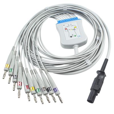 China Mortara 60-00180-01 60-00181-01 Q-Stress EKG Cable And Leadwires 12 Pin IEC Banana 4.0 for sale