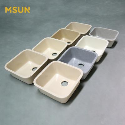 China Single Position Of MSUN Aluminum Powder And Stone Resin Isophthalic Quartz Kitchen Umderount Sink for sale
