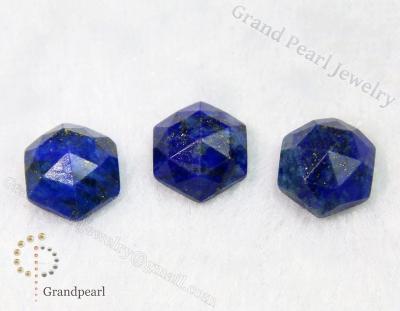 China - 10mm lapis lazuli hexagon - Gemstone faceted cabochon for sale