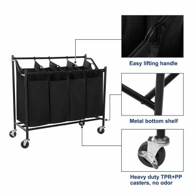 China Simplehouseware 4-Bag Heavy Duty Rolling Laundry Sorter Cart, Chrome,laundry baskets,bag factory for sale