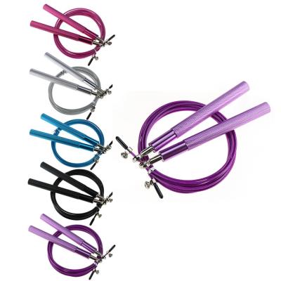 China Adjustable Aluminum Handle Metal Steel Wire High Speed Jump Rope With Custom Logo for sale