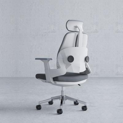 China White Ergonomic Design Chair Fabric Back Chair Swivel Ergonomic Rotating Sillas for sale