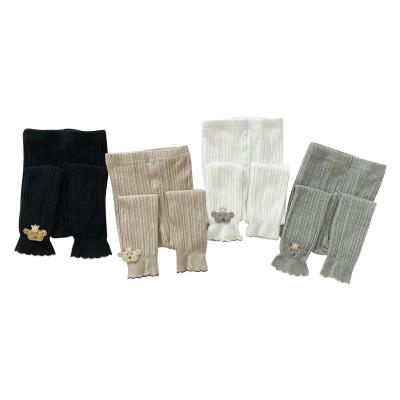China QUICK DRY New Cartoon Little Bear Embroidered Cotton Girl Kids Legging Baby Tights Breathable Kids Pantyhose For Babies for sale