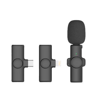 China Lavalier Microphone K11 Cheap Wireless Lavalier Microphone For iPhone or Type C Smartphone Recording Mini Black For Sports Live Stream for sale