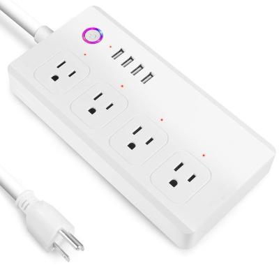 China Home Appliance Tuya Wifi Smart Plug Power Strip EU UK 4 Outlets With USB Charging Port For Alexa And Google Home for sale