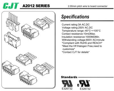 China PAD 2.0mm 6-way connectors, current rating of 3A AC/DC,JST equivalent ,SMT/DIP_Professional appliance connectors for sale