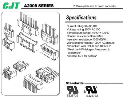 China PH 2.0mm wire to board connector, SMT and DIP type available, with buckle,SMT/DIP board connectors for sale
