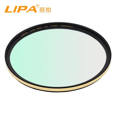 China LIPA 77mm HD UV Filter Gold Rim Optical Glass For Camera Lens 24-105 77mm Lens UV Protector for sale