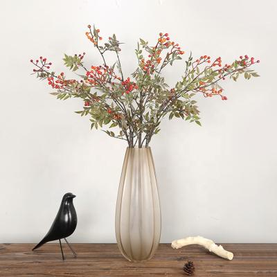 China Natural Wholesale Artificial Simple Plastic Wedding Bouquet Flower Decor Touch Decorative Artificial Flowers Berry for sale