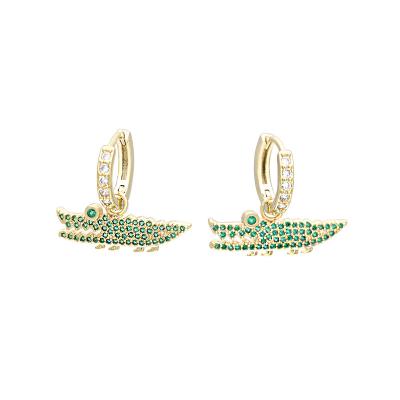 China Creative Wanjun Jewelry Crocodile Green Zircon Drop Earrings CLASSIC for sale
