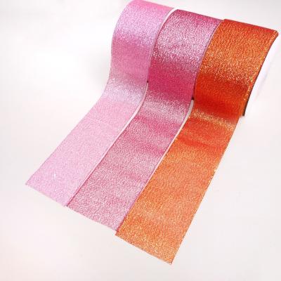 China Metal efect colorful metal ribbon Polyester Ribbon Roll Metal effect 5000pcs for sale