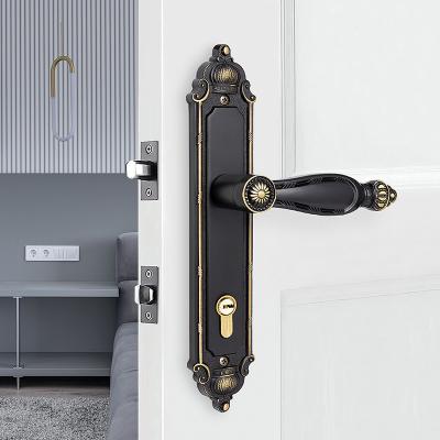 China EUROPEAN Hardware N Series Curved Door Handles On Backplate Black Aluminum Brass Black Door Handle for sale