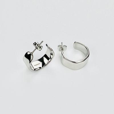 China TRENDY Popular Small Flat Circle Huggies Women's Silver Custom 316L Stainless Steel Stud Earrings for sale